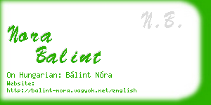 nora balint business card
